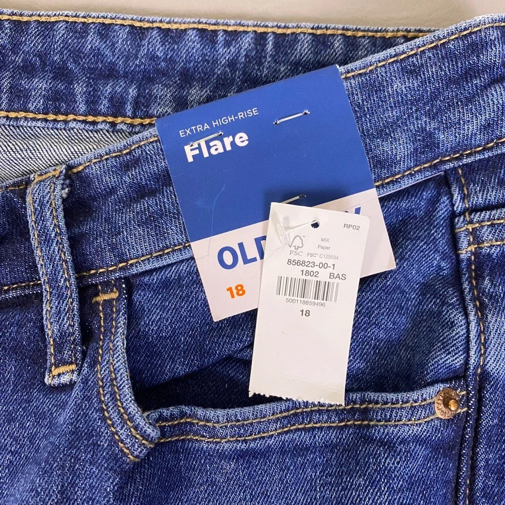 Old Navy Jeans Women's Size 18 Extra High-Rise Flare Dark Wash Blue New NWT